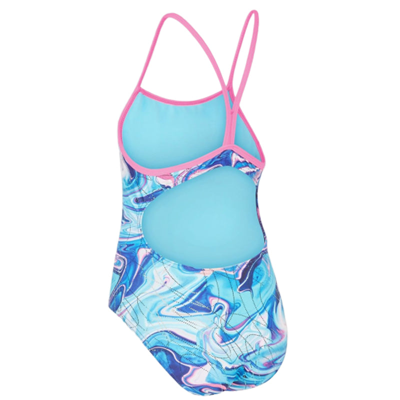 Maru - Marble Run Ecotech Sparkle Fly Back Girls Swimsuit - Blue/Pink