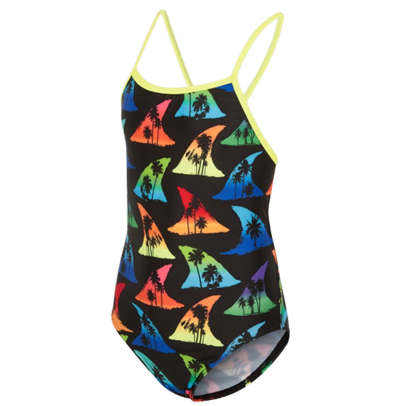 Maru - Shark Bait Pacer Fly Back Girls Swimsuit - Black/Multi