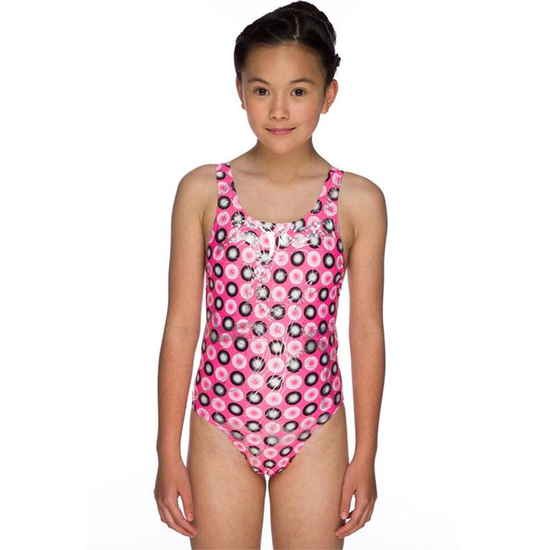 Maru - Holographic Sparkle Auto Back Girls Swimsuit - Pink