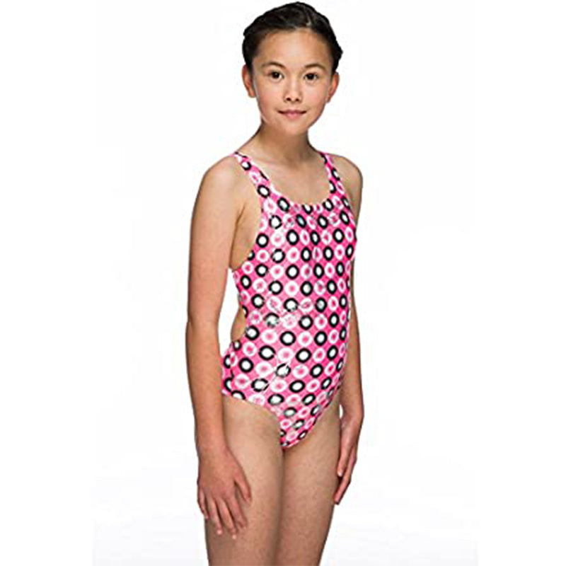 Maru - Holographic Sparkle Auto Back Girls Swimsuit - Pink