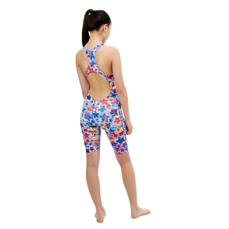 Maru Girls Swimwear - Lucky Star Pacer Legsuit - Blue/Red