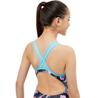 Maru - Turtle Bay Ecotech Sparkle Arrow Back Girls Swimsuit - Black/Multi
