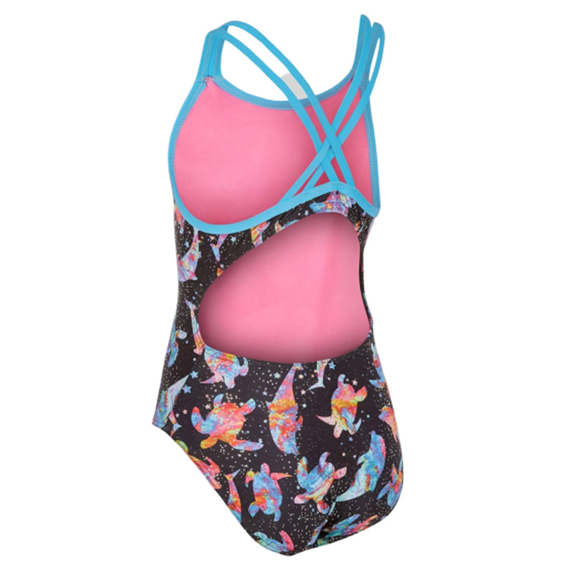 Maru - Turtle Bay Ecotech Sparkle Arrow Back Girls Swimsuit - Black/Multi