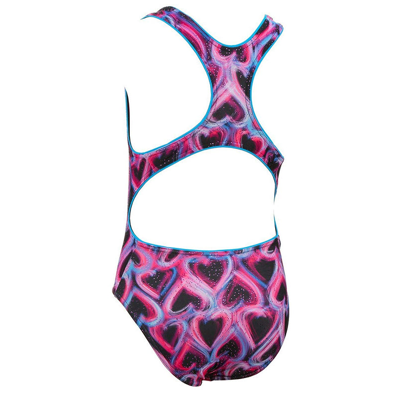 Maru - Hearts Aglow Sparkle Rave Back Girls Swimsuit - Pink