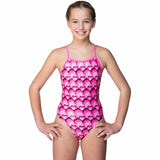 Maru - Hearts Sparkle Aero Back Girls Swimsuit - Pink