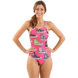 Maru - High Top Sparkle Tek Back Womens Swimsuit - Pink