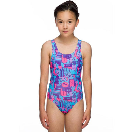 Maru - Kitty Pacer Auto Back Girls Swimsuit - Black/Multi