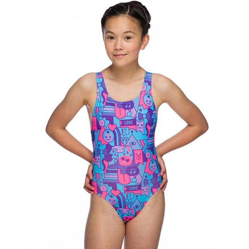 Maru - Kitty Pacer Auto Back Girls Swimsuit - Black/Multi