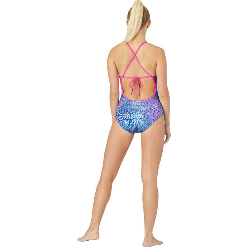 Maru - Komodo Ecotech Sparkle Tie Back Ladies Swimsuit - Turquoise/Pink