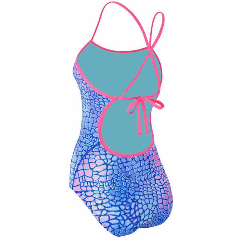 Maru - Komodo Ecotech Sparkle Tie Back Ladies Swimsuit - Turquoise/Pink