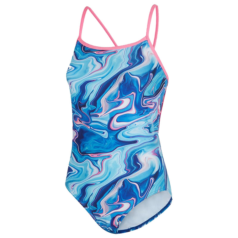 Maru - Marble Run Ecotech Sparkle Jay Back Ladies Swimsuit - Blue/Pink