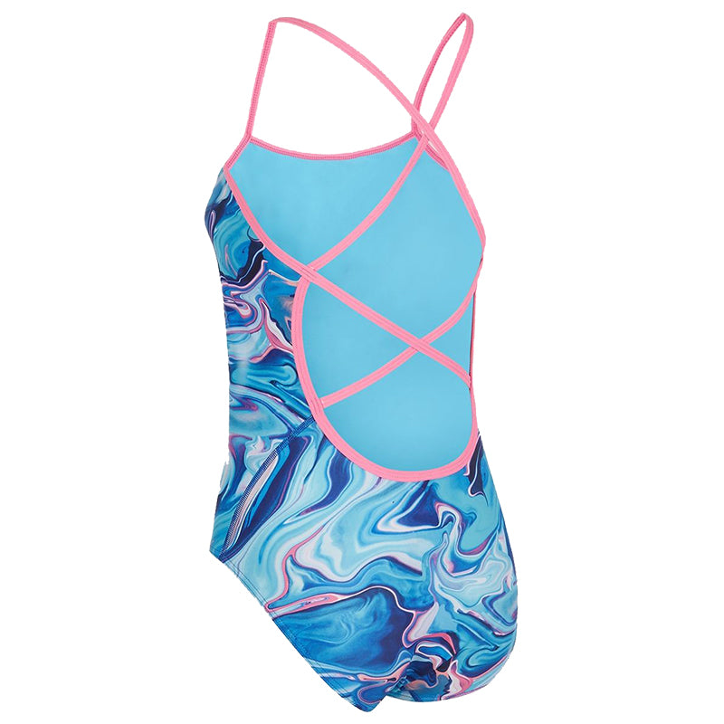 Maru - Marble Run Ecotech Sparkle Jay Back Ladies Swimsuit - Blue/Pink