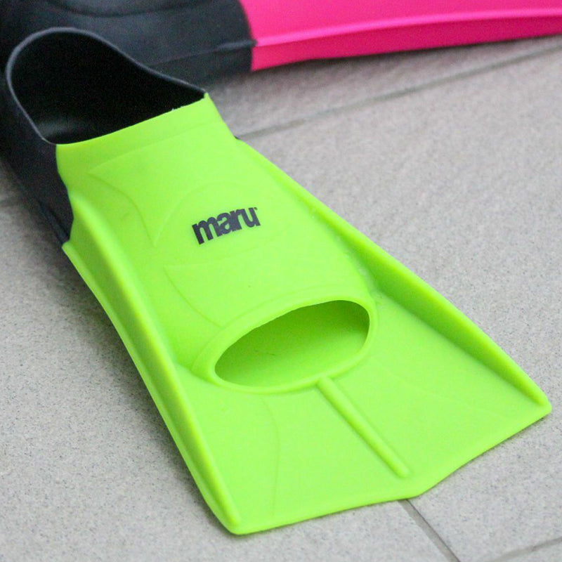 Maru - "New" Training Fins / Flippers - Neon Lime/Black