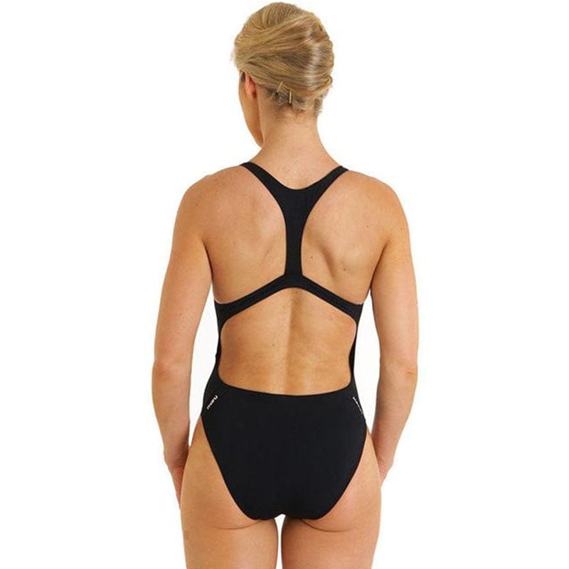 Maru - Solid Pacer Open Back Ladies Swimsuit - Black