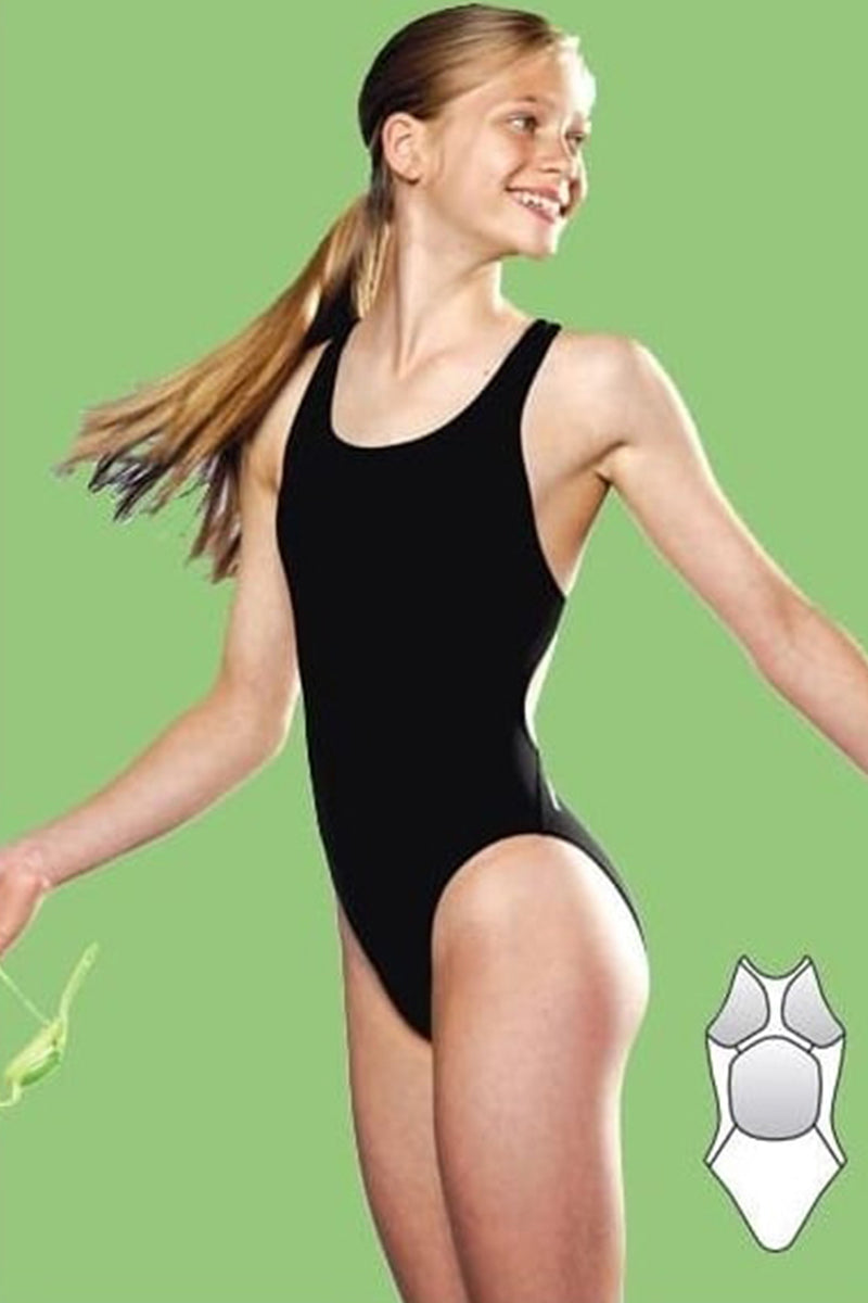 Maru - Solid Pacer Rave Back Girls Swimsuit - Black - Aqua Swim Supplies