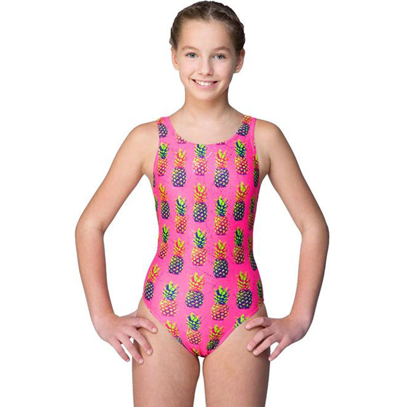 Maru - Pineapple Sparkle Auto Back Girls Swimsuit - Pink
