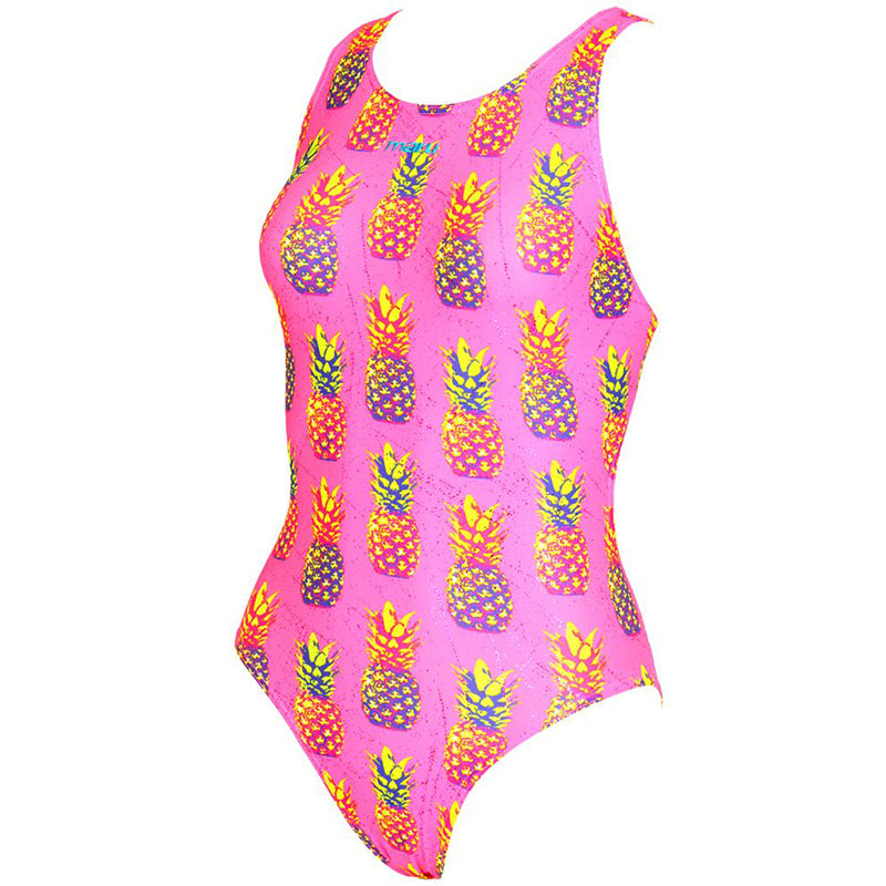 Maru - Pineapple Sparkle Auto Back Girls Swimsuit - Pink