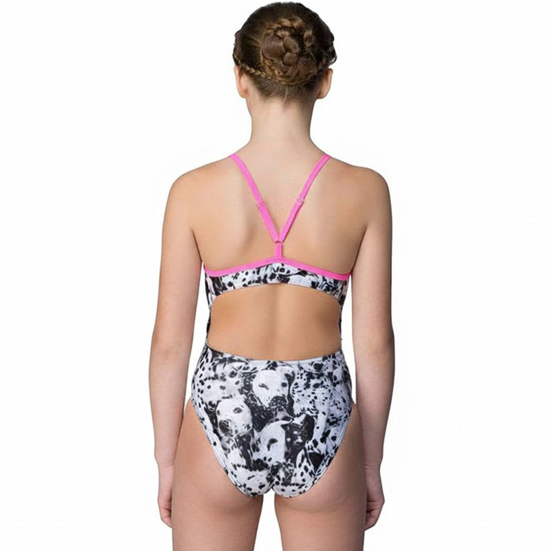 Maru - Pongo Sparkle Aero Back Girls Swimsuit - Black/White