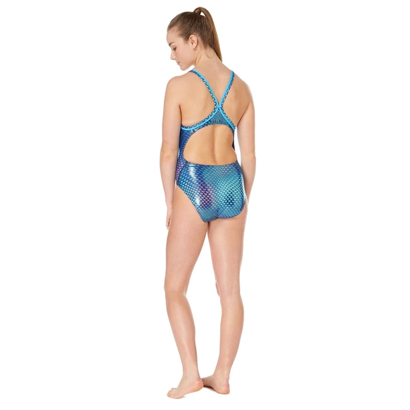 Maru - Python Sparkle Ace Back Ladies Swimsuit - Blue/Purple