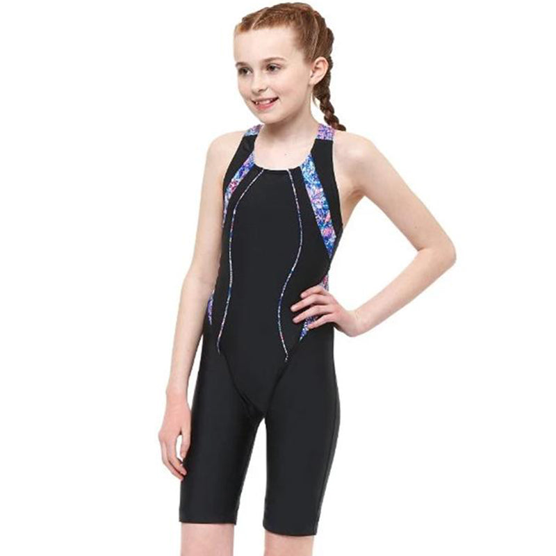 Maru Girls Swimwear - Secret Garden Legsuit - Black/Multi