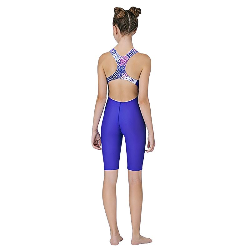 Maru Girls Swimwear - Shatter Ecotech Panel Legsuit - Blue/Pink