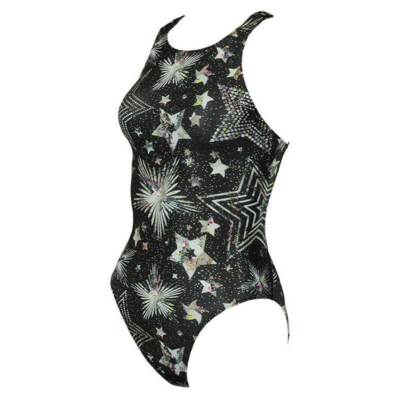 Maru - Starlight Sparkle Tek Back Ladies Swimsuit - Black/Silver