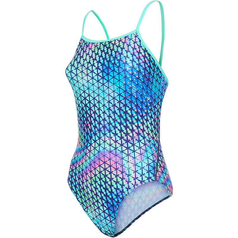 Maru - Techno Prism Swift Back Ladies Swimsuit - Blue/Aqua