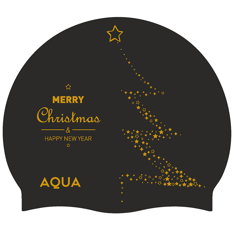 Merry Christmas Gold - Silicone Swim Hat