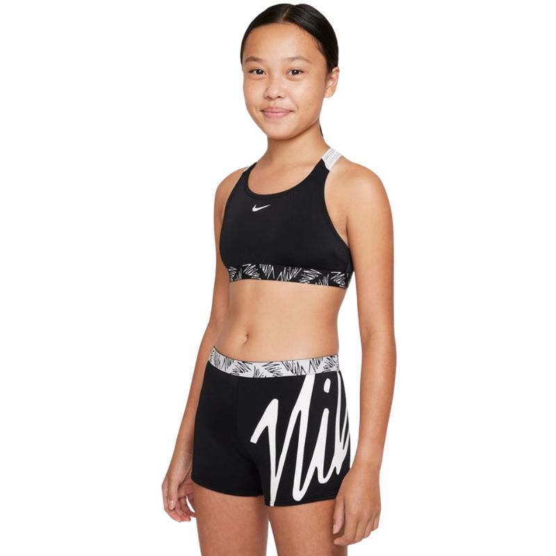 Nike - Girl's Script Logo Crossback Sport Bikini & Short Set (Black)