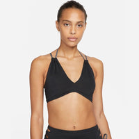Nike - Solid Lace-Up High Neck Bikini Top (Black)