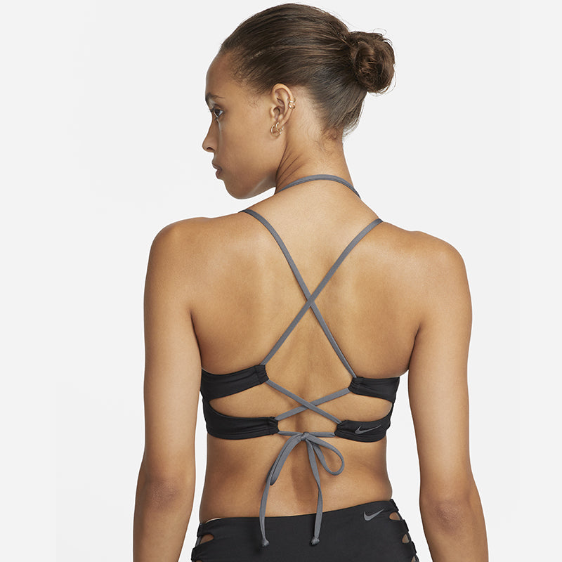 Nike - Solid Lace-Up High Neck Bikini Top (Black)