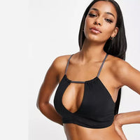 Nike - Solid Lace-Up High Neck Bikini Top (Black)