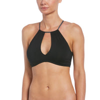 Nike - Solid Lace-Up High Neck Bikini Top (Black)