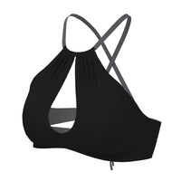Nike - Solid Lace-Up High Neck Bikini Top (Black)