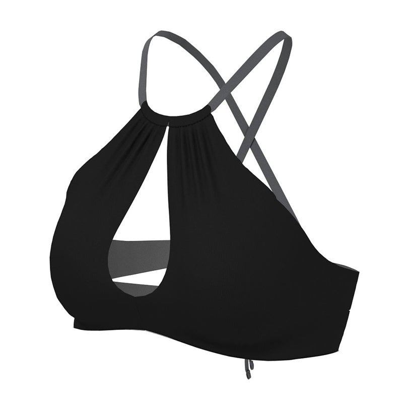 Nike - Solid Lace-Up High Neck Bikini Top (Black)