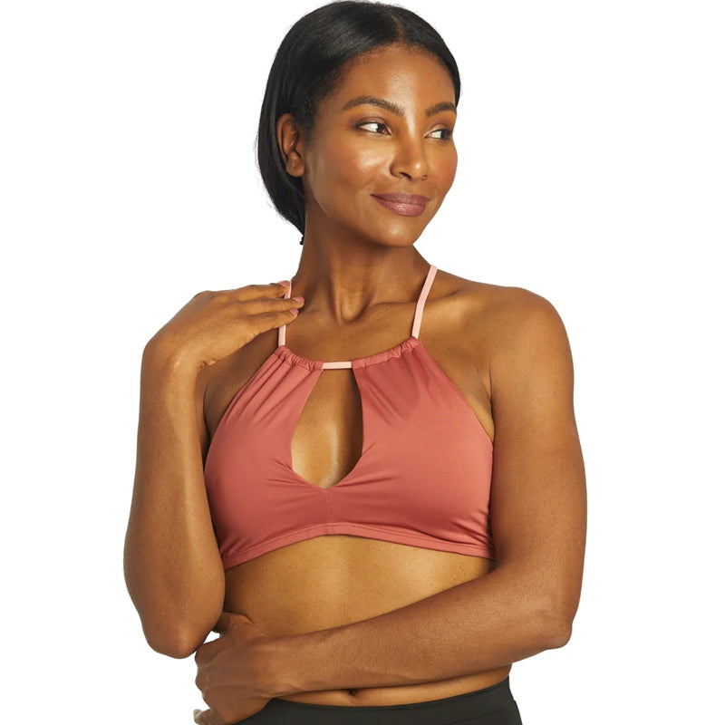 Nike - Solid Lace-Up High Neck Bikini Top (Canyon Rust)