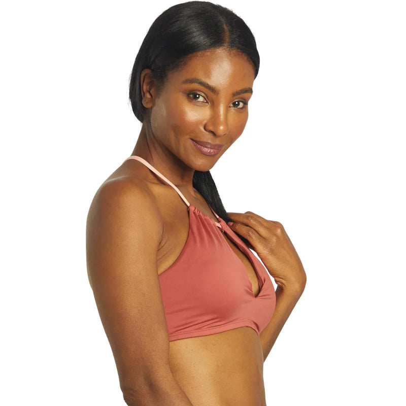 Nike - Solid Lace-Up High Neck Bikini Top (Canyon Rust)