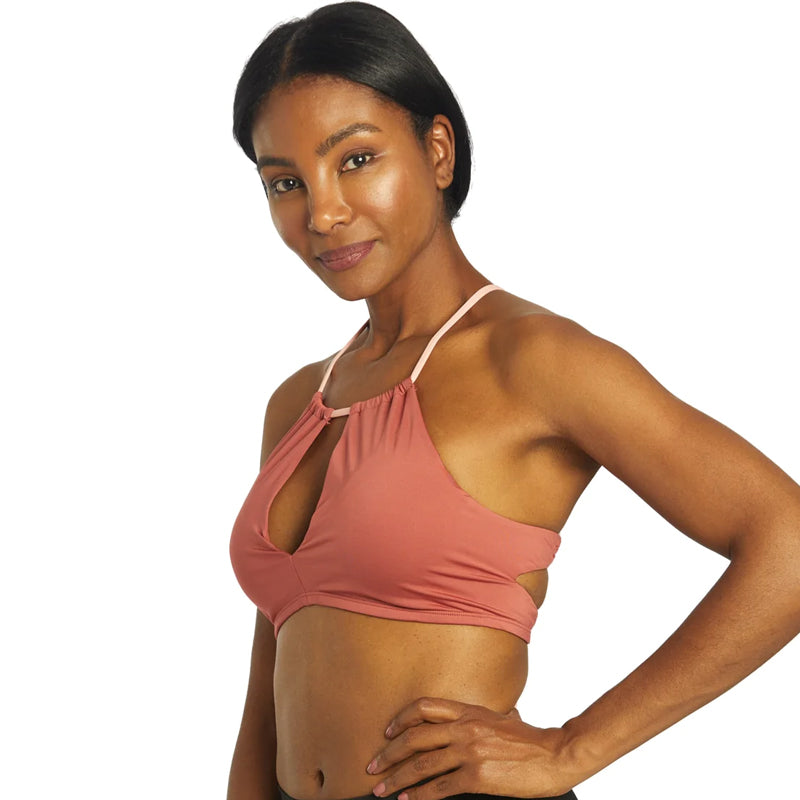Nike - Solid Lace-Up High Neck Bikini Top (Canyon Rust)