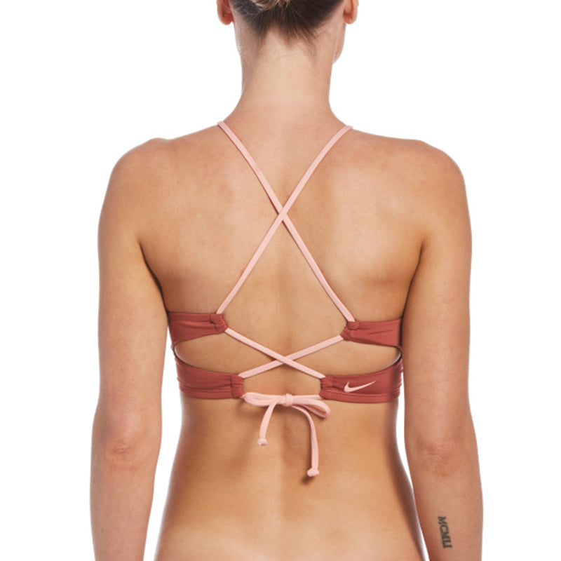 Nike - Solid Lace-Up High Neck Bikini Top (Canyon Rust)