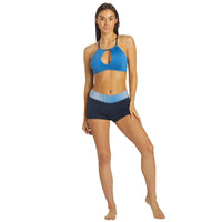 Nike - Solid Lace-Up High Neck Bikini Top (Pacific Blue)