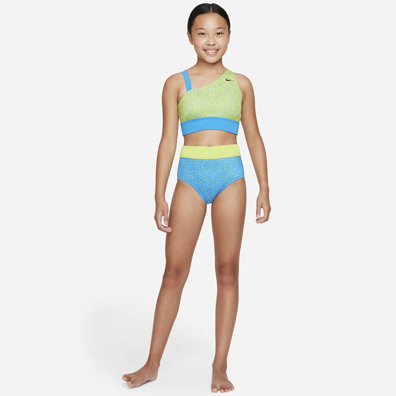 Nike - Water Dots Asymmetrical Top & High Waist Bikini Set (Photo Blue)