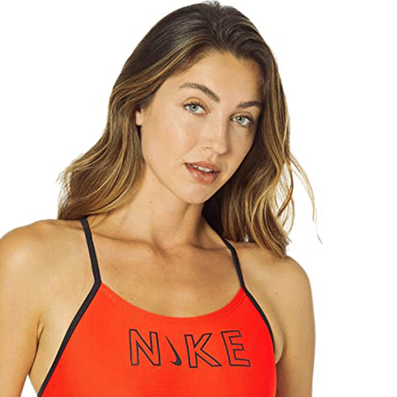 Nike - Women's Swim Logo Cutout One Piece (Bright Crimson)