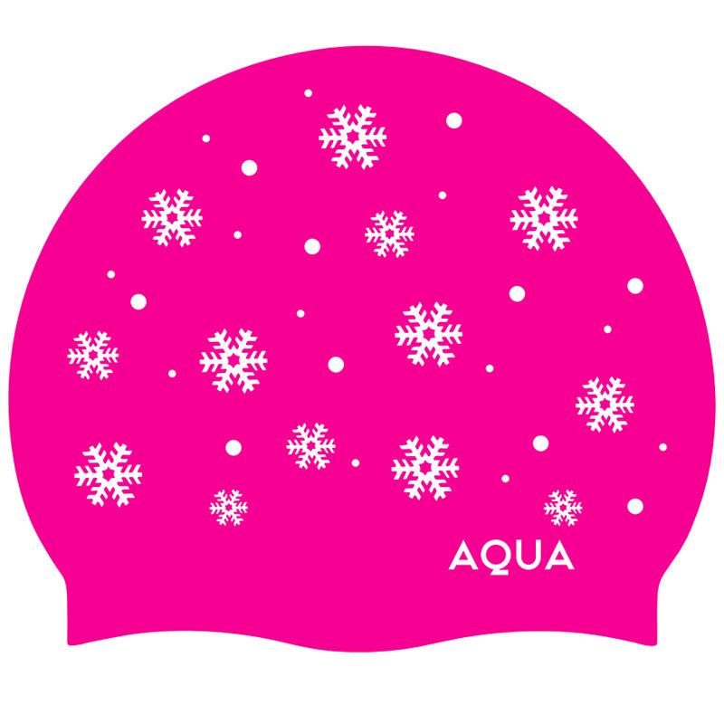 Pink Snowflakes - Silicone Swim Hat