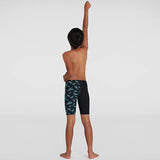 Speedo - Boy's Boom Logo Allover V Cut Jammer - Black/Blue