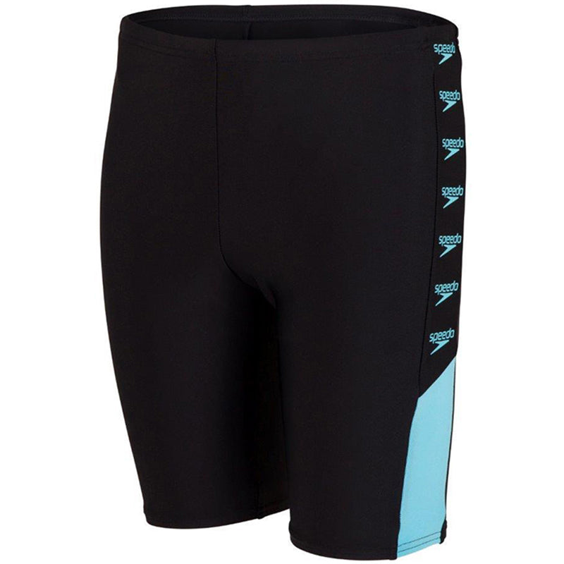Speedo - Boy's Boom Logo Splice Jammer - Black/Light Blue