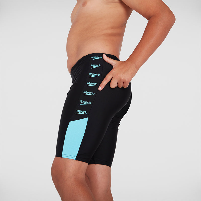 Speedo - Boy's Boom Logo Splice Jammer - Black/Light Blue