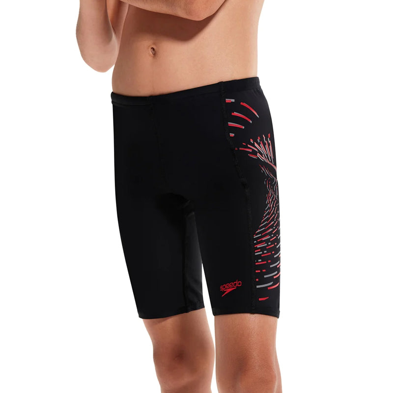 Speedo - Boys Placement Print Jammer - Black/Red