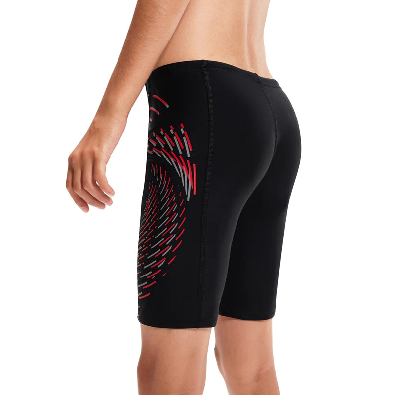 Speedo - Boys Placement Print Jammer - Black/Red