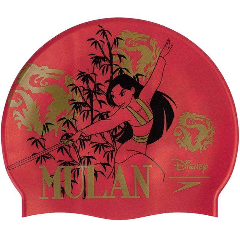 Speedo - Disney Print Cap Mulan Slogan Print Swim Hat - Red/Gold