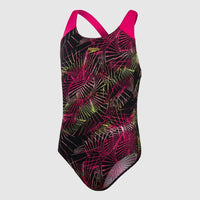Speedo - Girls Allover Splashback Swimsuit - Black/Pink